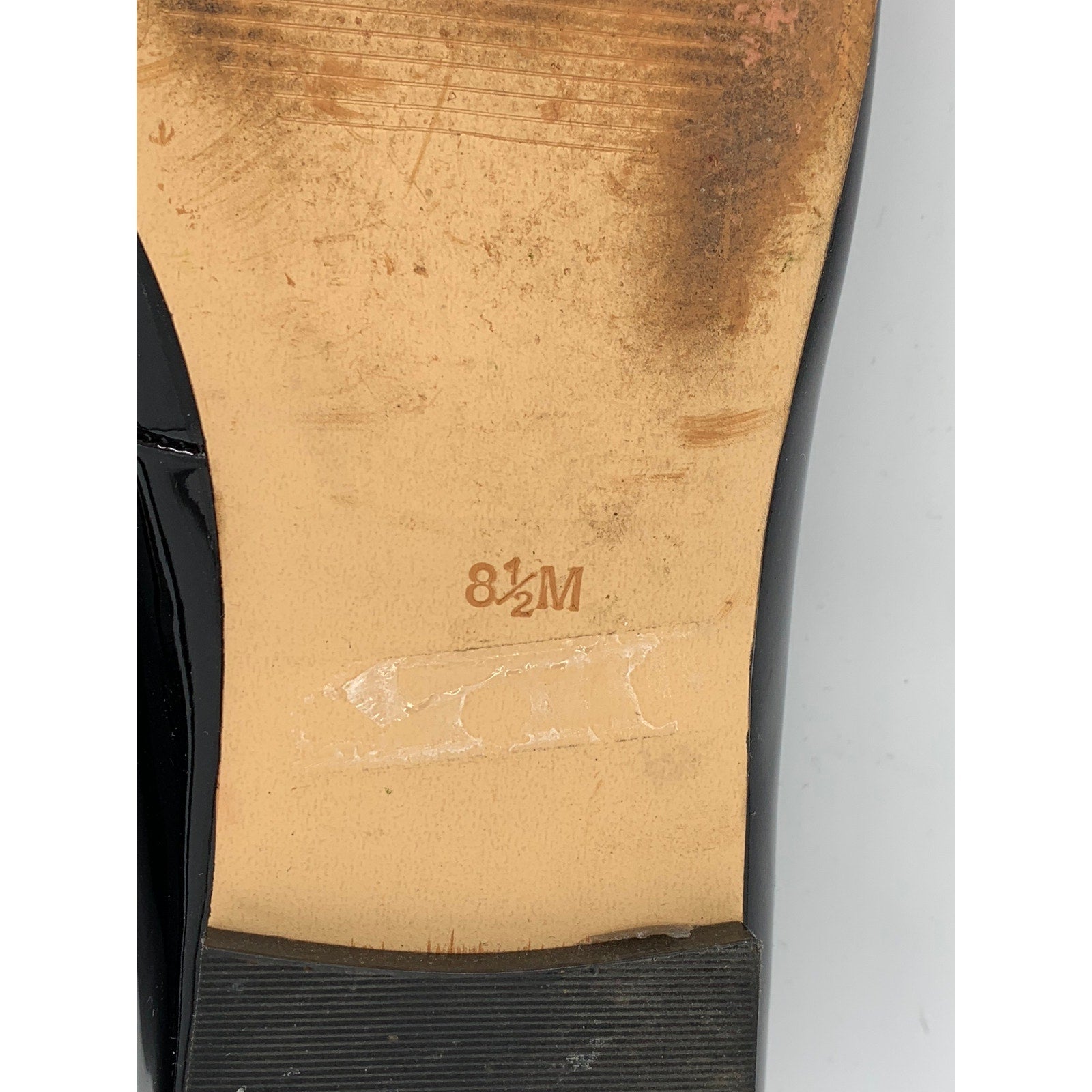 CALVIN KLEIN Women's Black Patent Leather Pointed-Toe Ankle Strap Flats SZ 8.5