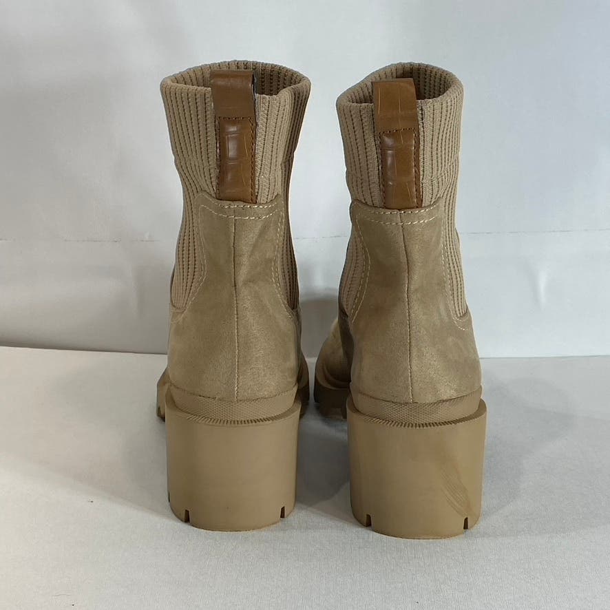 STEVEN NEW YORK Women's Tan Darla Lug-Sole Pull-On Sock Boots SZ 9