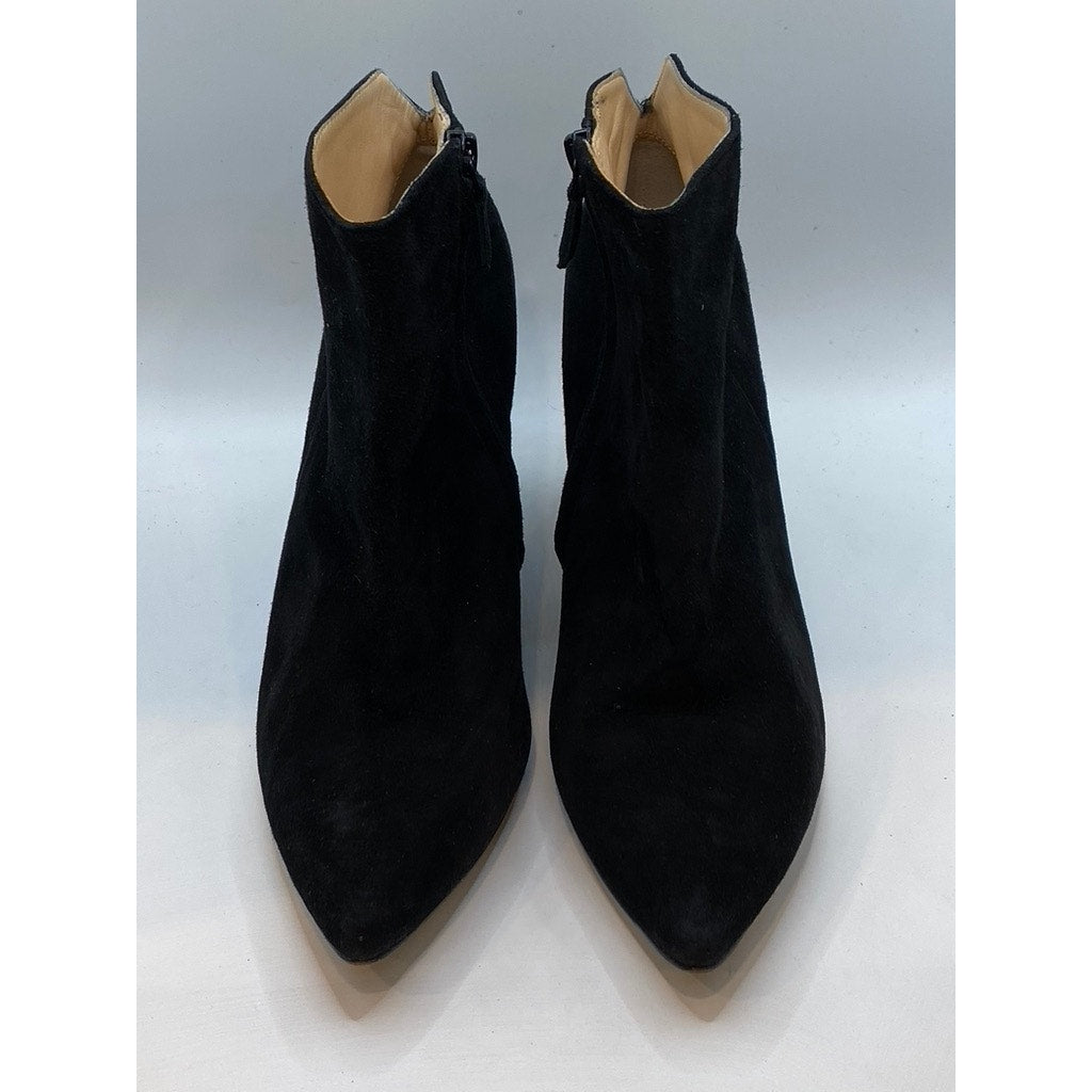 COLE HAAN Women's Black Suede Pointed-Toe Wedge Ankle Bootie SZ 8.5