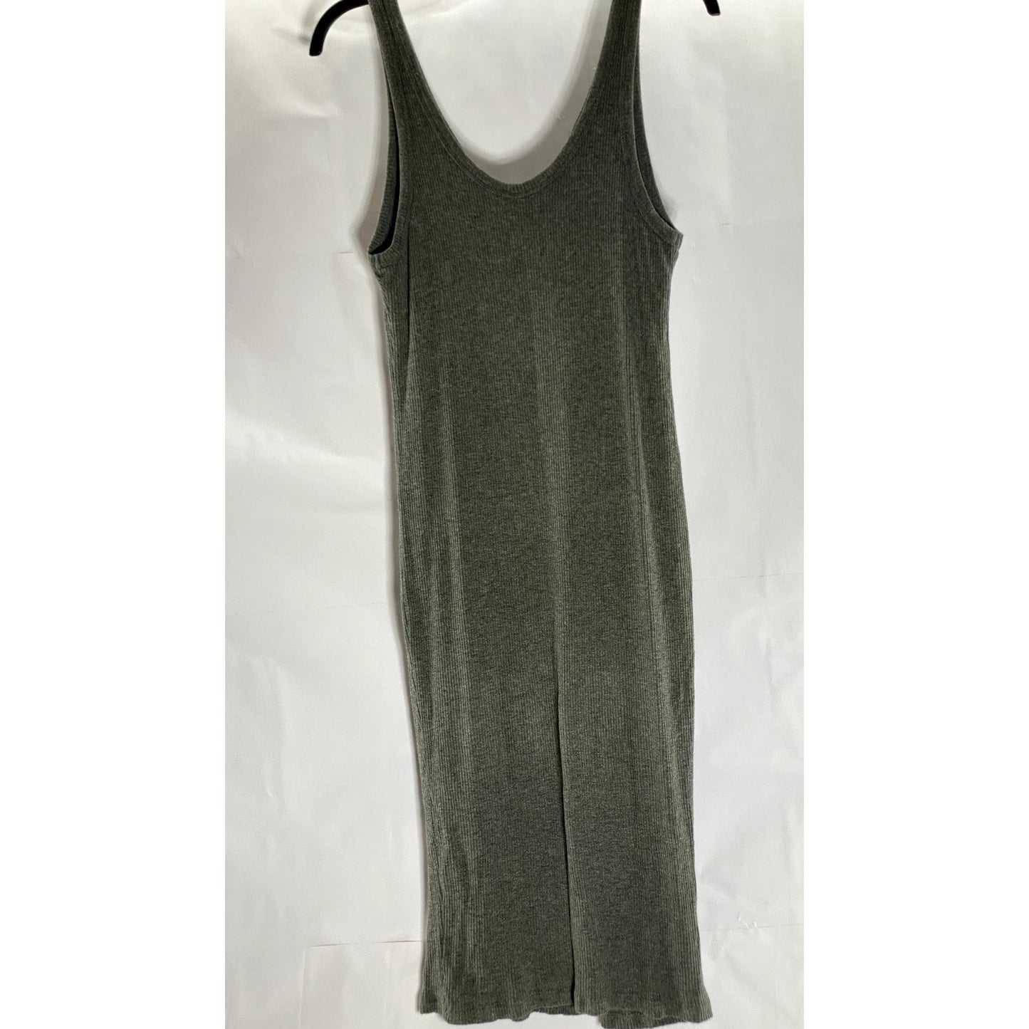 ALL IN FAVOR Women's Gray Ribbed Henley Casual Midi Tank Dress SZ S