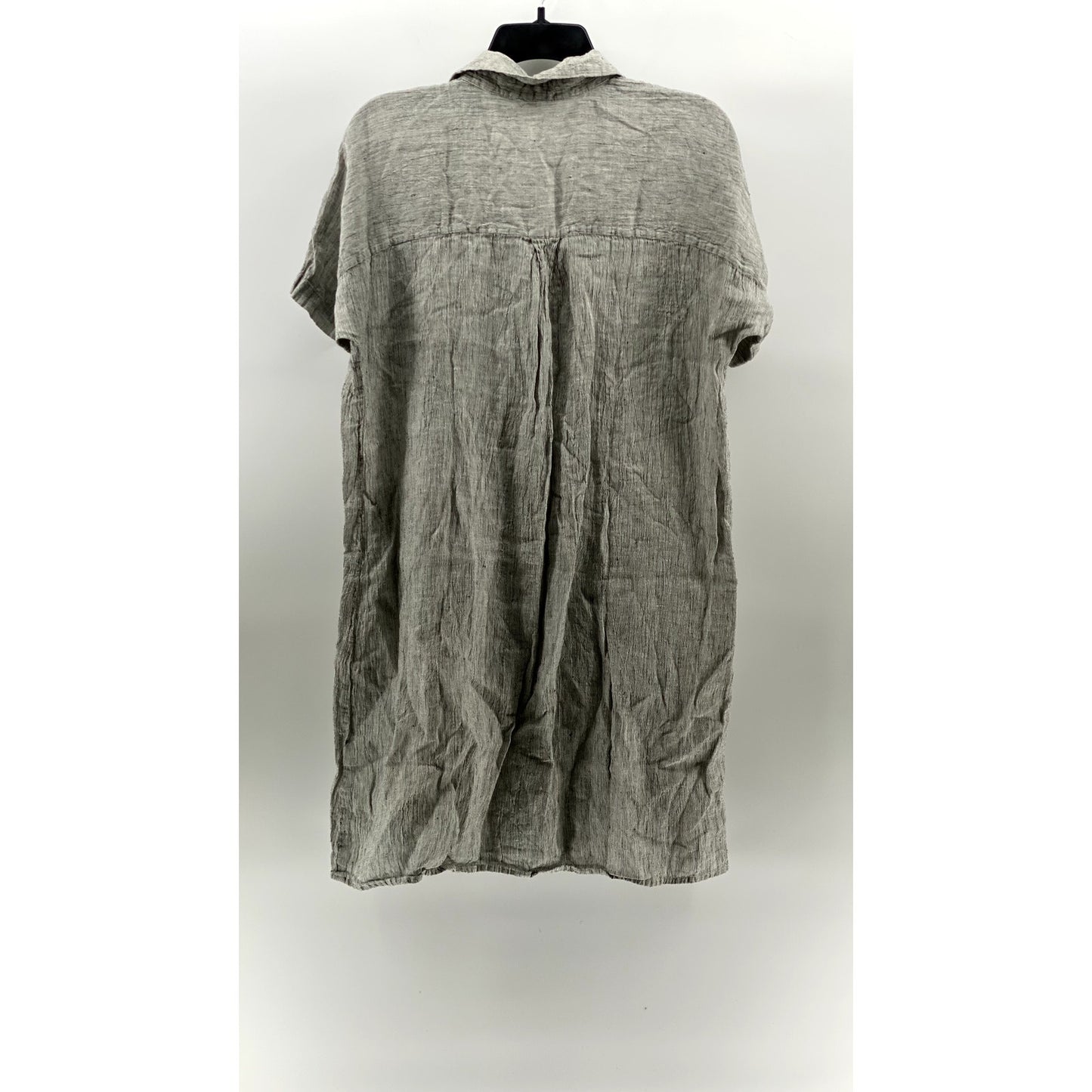 EILEEN FISHER Women's Gray Button-Up Short Sleeve Knee Length Shirt Dress SZ S