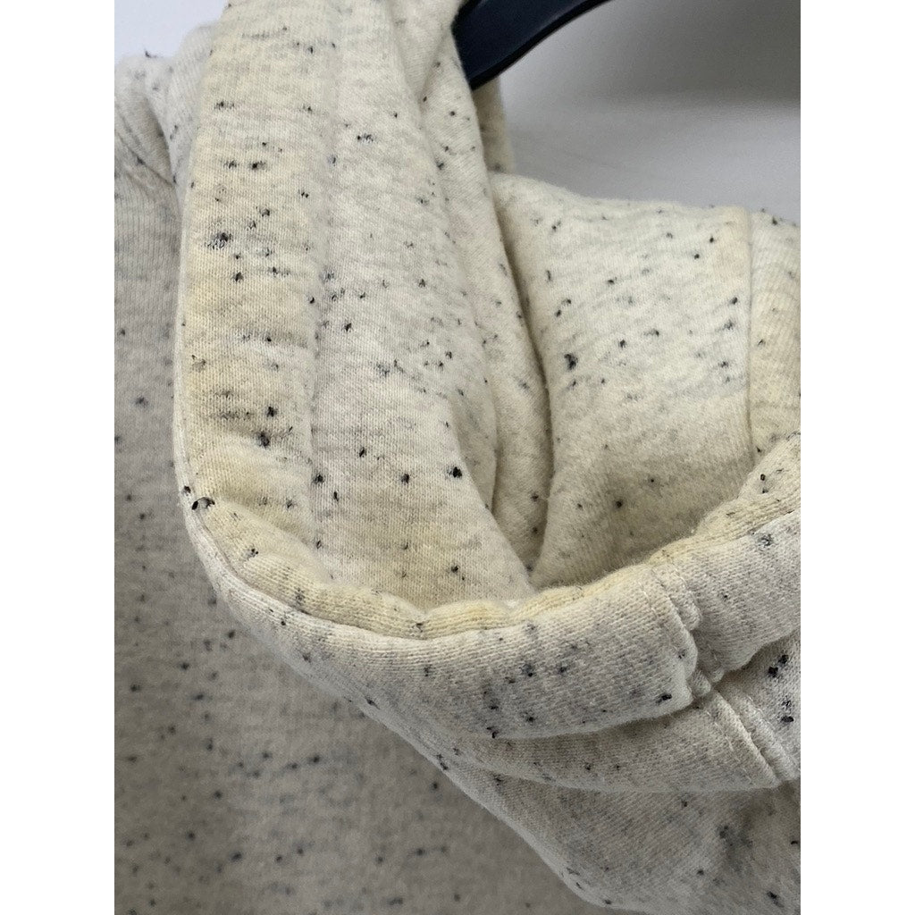 GLOSSIER Women's Light-Gray Speckle Print Logo Casual Pullover Hoodie SZ L