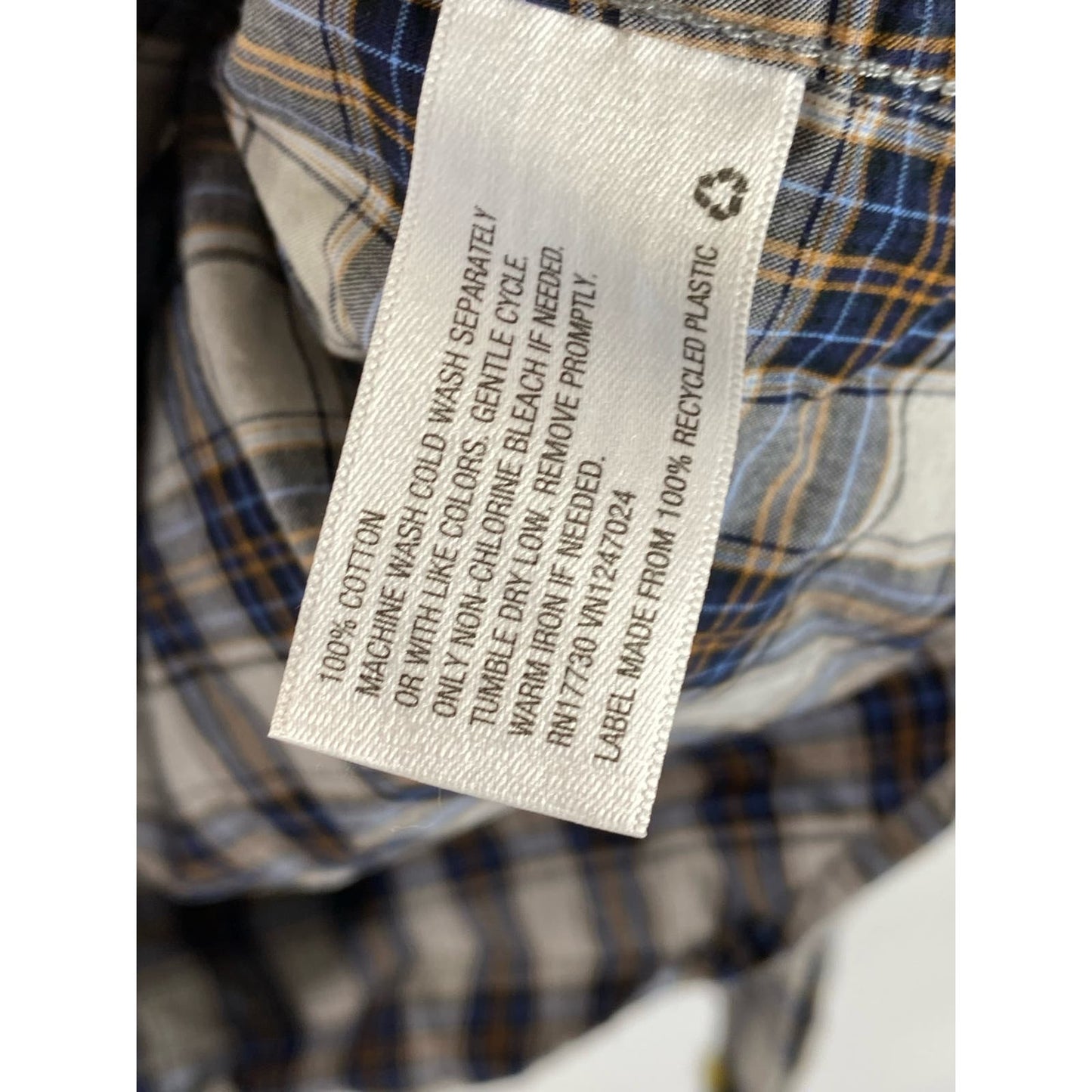 GOODFELLOW & CO Men's Cream/Blue Plaid Slim-Fit Button-Up Long Sleeve Shirt SZXL