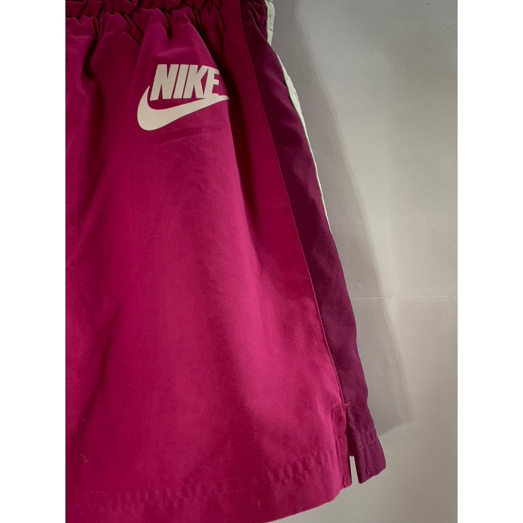 NIKE Women's Berry/White Mesh Side Stripe Drawstring Pull-On Tennis Skort SZ L