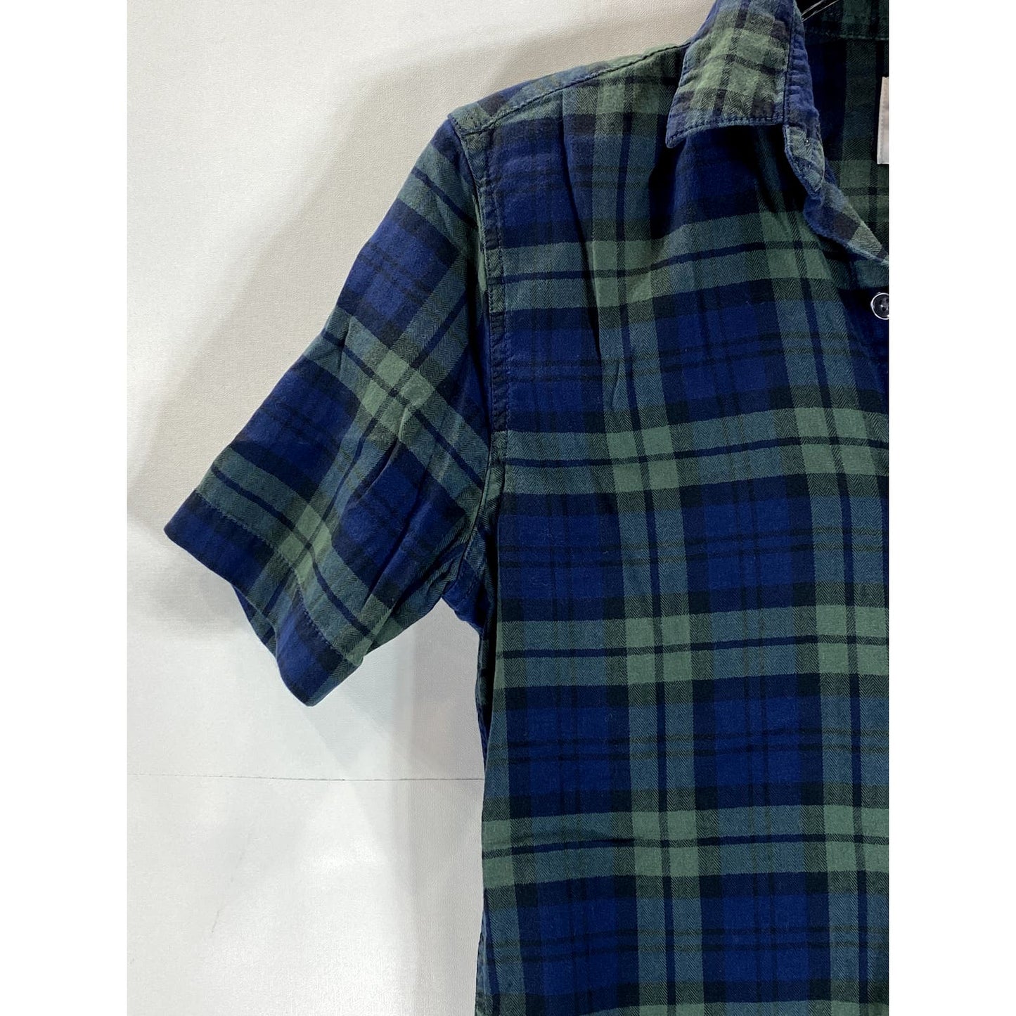 TOPMAN Men's Green Plaid Black Watch Muscle-Fit Button-Up Shirt SZ XS