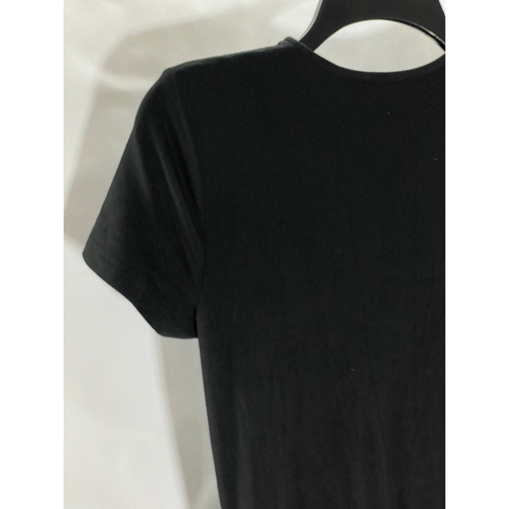 SUPERDOWN Women's Black Darlah Crewneck Ruched Short Sleeve Mini Dress SZ XS