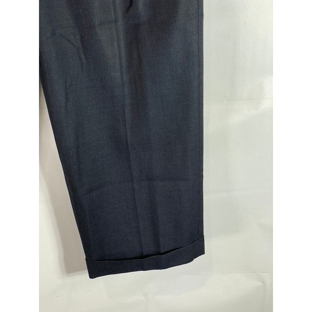 BROOKS BROTHERS Men's Black Solid Pleated-Front Cuffed Wool Dress Pants SZ 36X30