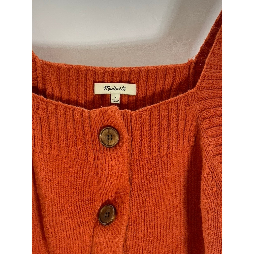 MADEWELL Women's Orange Rowe Button-Front Knit Sweater Tank Top SZ M