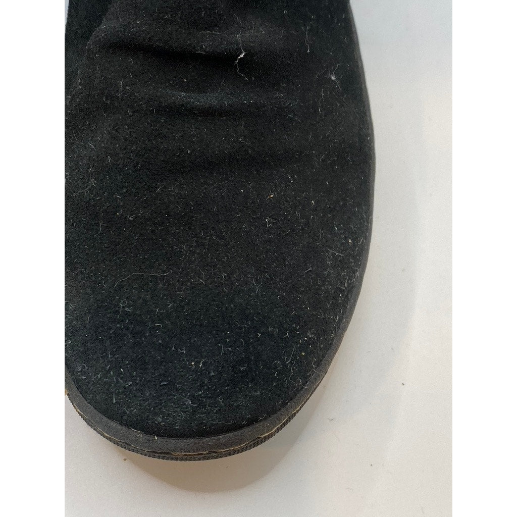 BARETRAPS Women's Black Leather Faux-Fur Round-Toe Ankle Winter Boots SZ 7