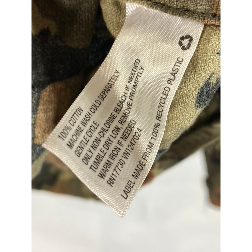 GOODFELLOW & CO Men's Green Camo Standard-Fit Button-Up Long Sleeve Shirt SZ M