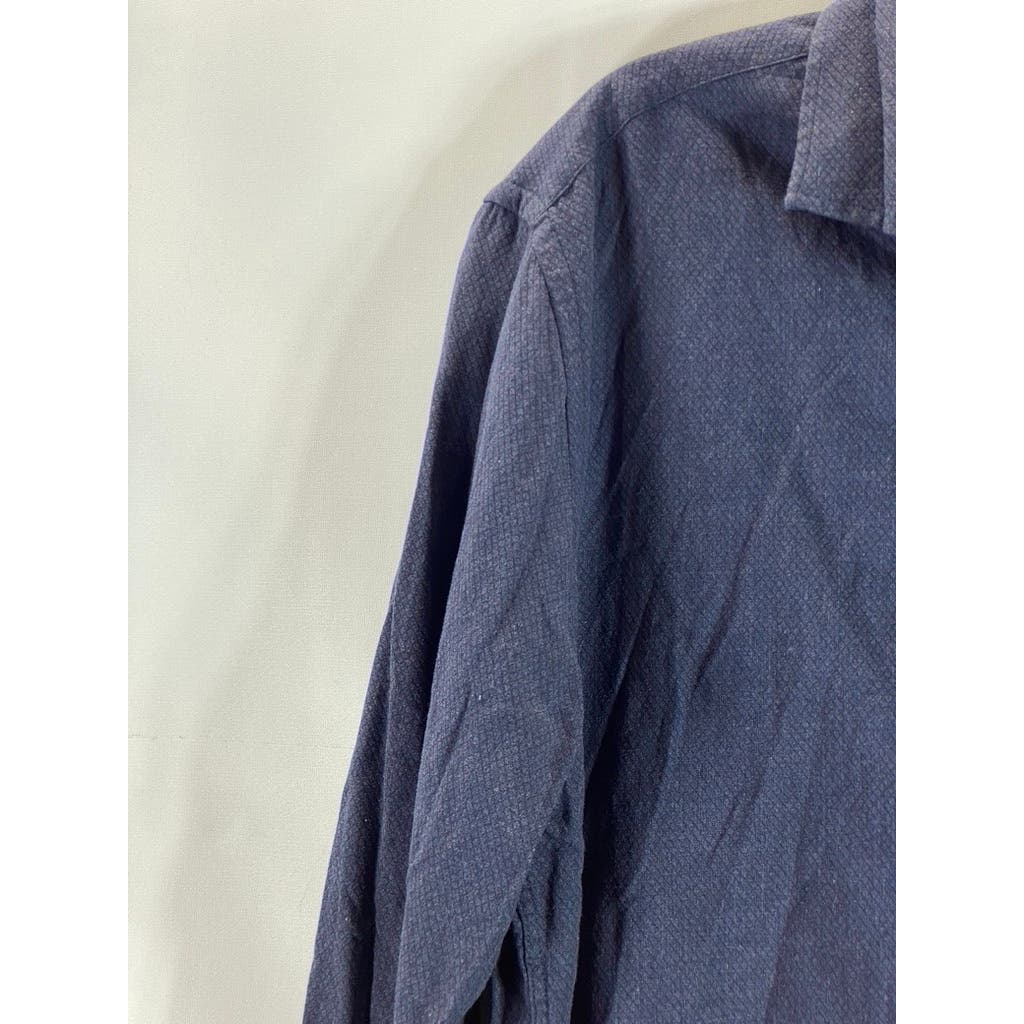 STITCH NOTE Men's Navy Egyptian Cotton Button-Down Long Sleeve Shirt SZ L