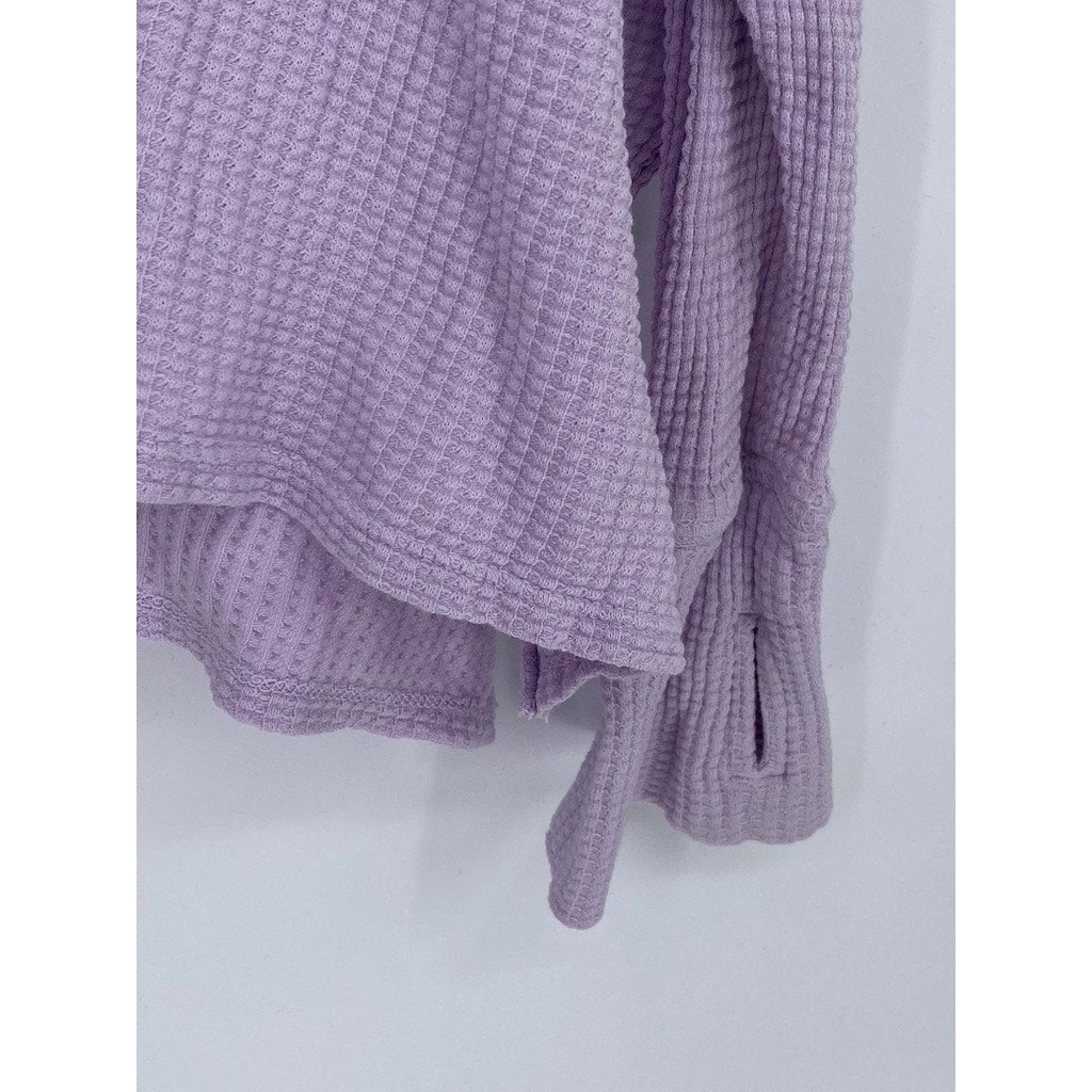 OFFLINE By AERIE Women's Lilac Burst A Move Long Sleeve Thumbhole Henley Top SZS
