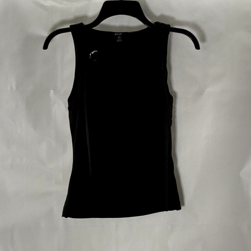 NASTY GAL Women's Black Solid Premium Slinky Ring Detail Cowl Neck Top SZ 2