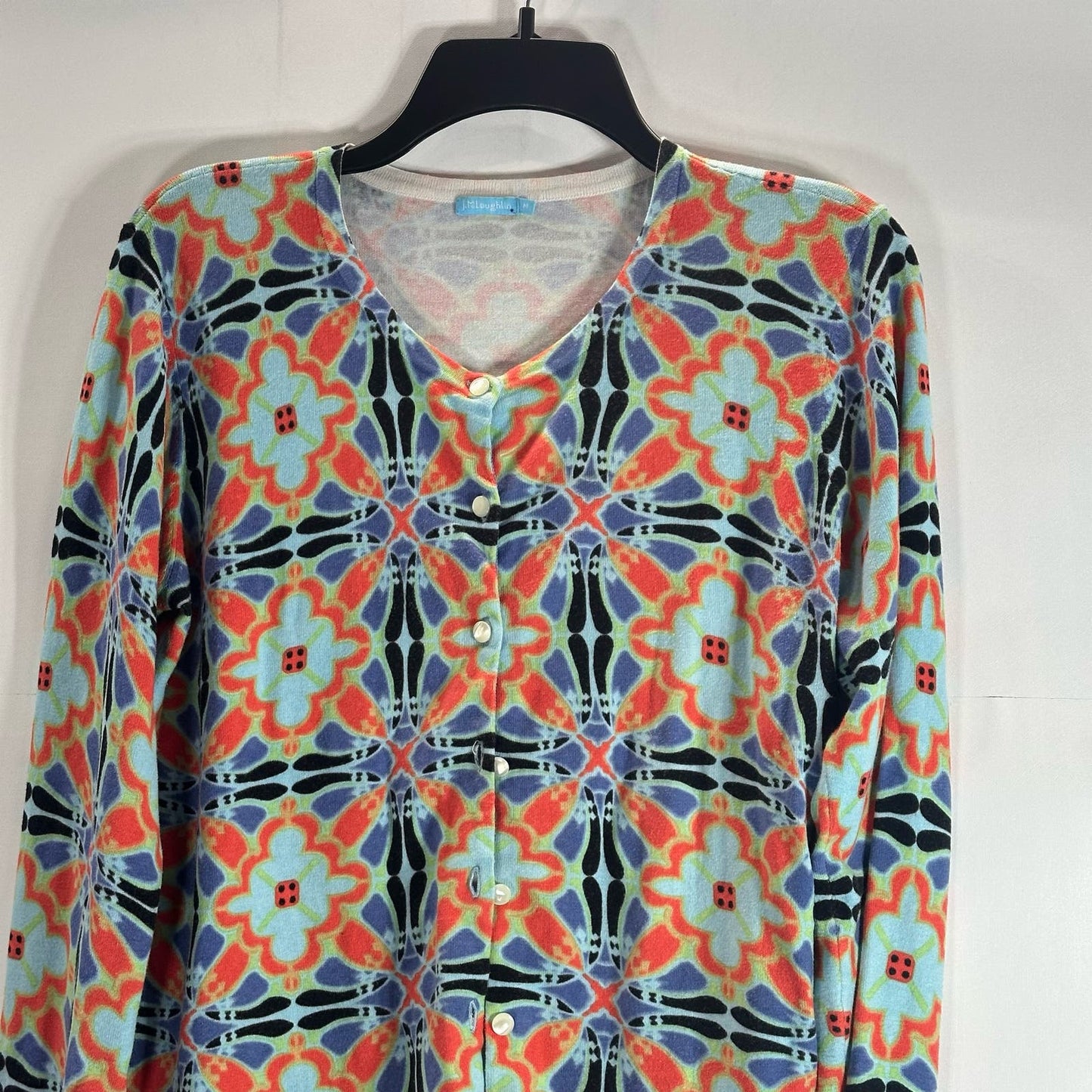 J. MCLAUGHLIN Women's Multi Mosaic Print Button-Up Cardigan Sweater SZ M
