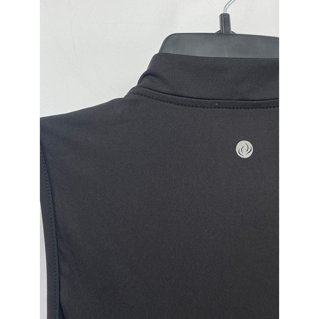 APANA Women's Black Solid Half-Zip Sleeveless A-Line Mini Active Dress SZ S