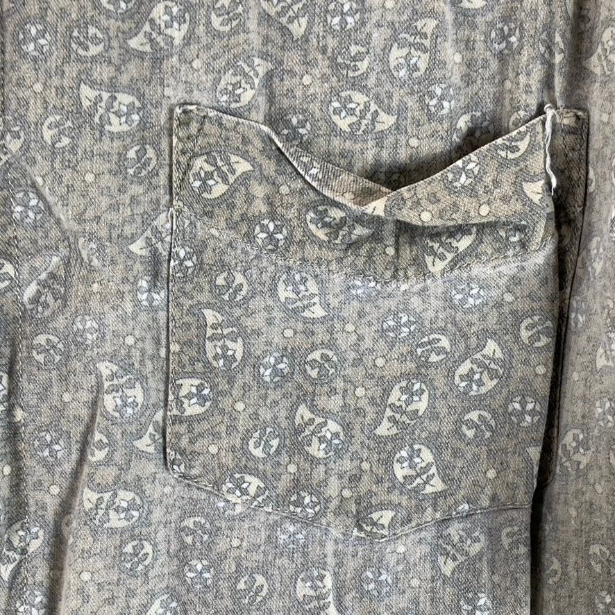 PERRY ELLIS PORTFOLIO Men's Tan Printed Button-Up Short Sleeve Shirt SZ L