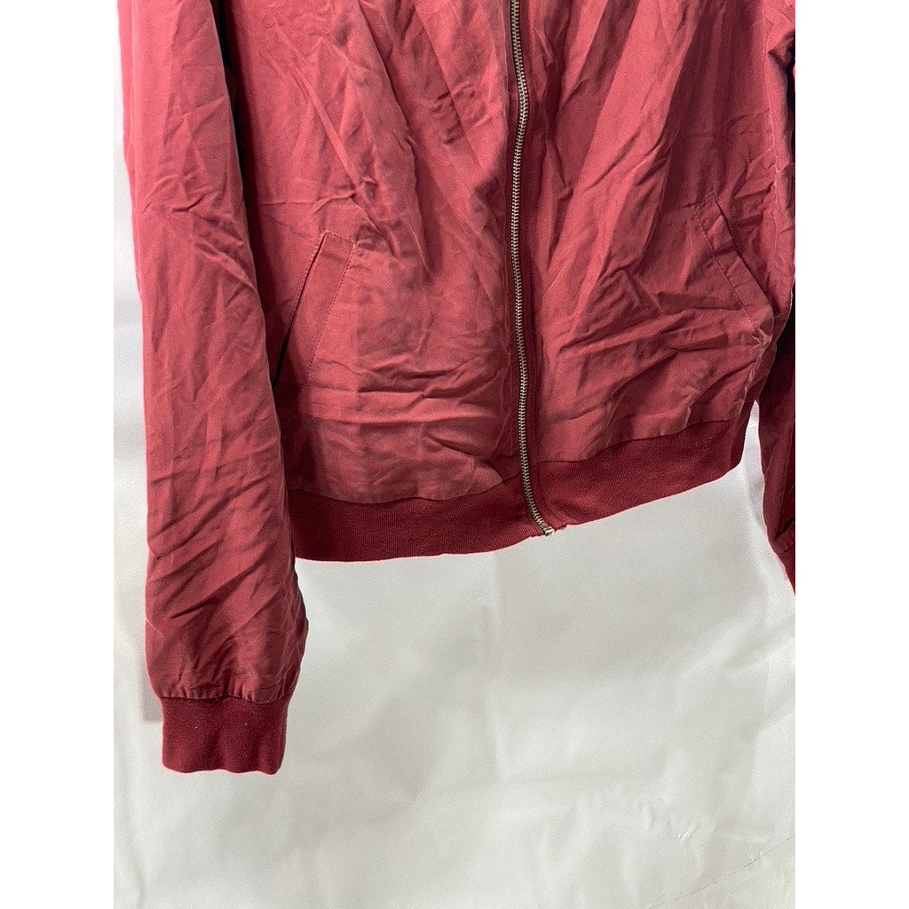 AMERICAN APPAREL Women's Burgundy-Red Zip-Up Bomber Jacket SZ M