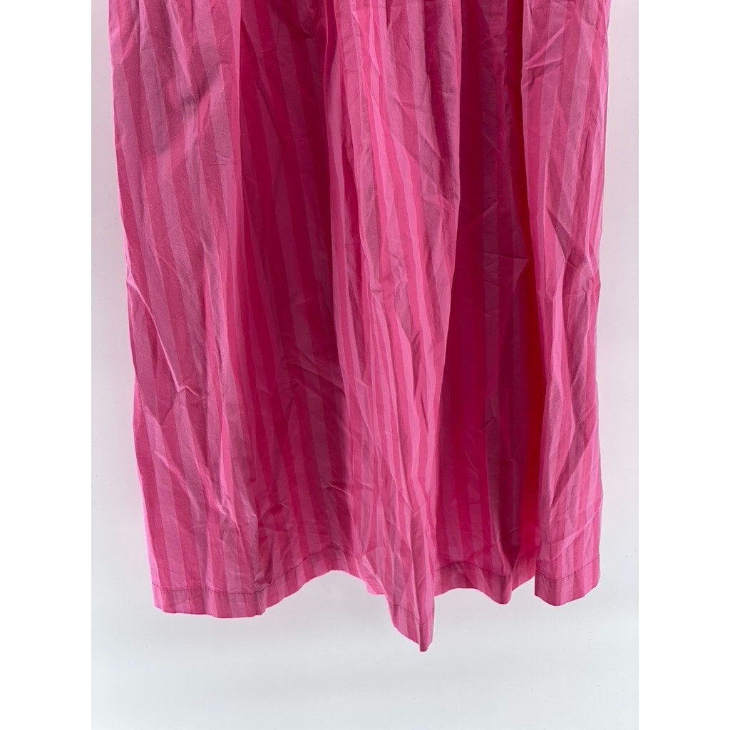 A NEW DAY Women's Pink Wide Stripe Smocked A-Line Tie-Strap Midi Dress SZ L