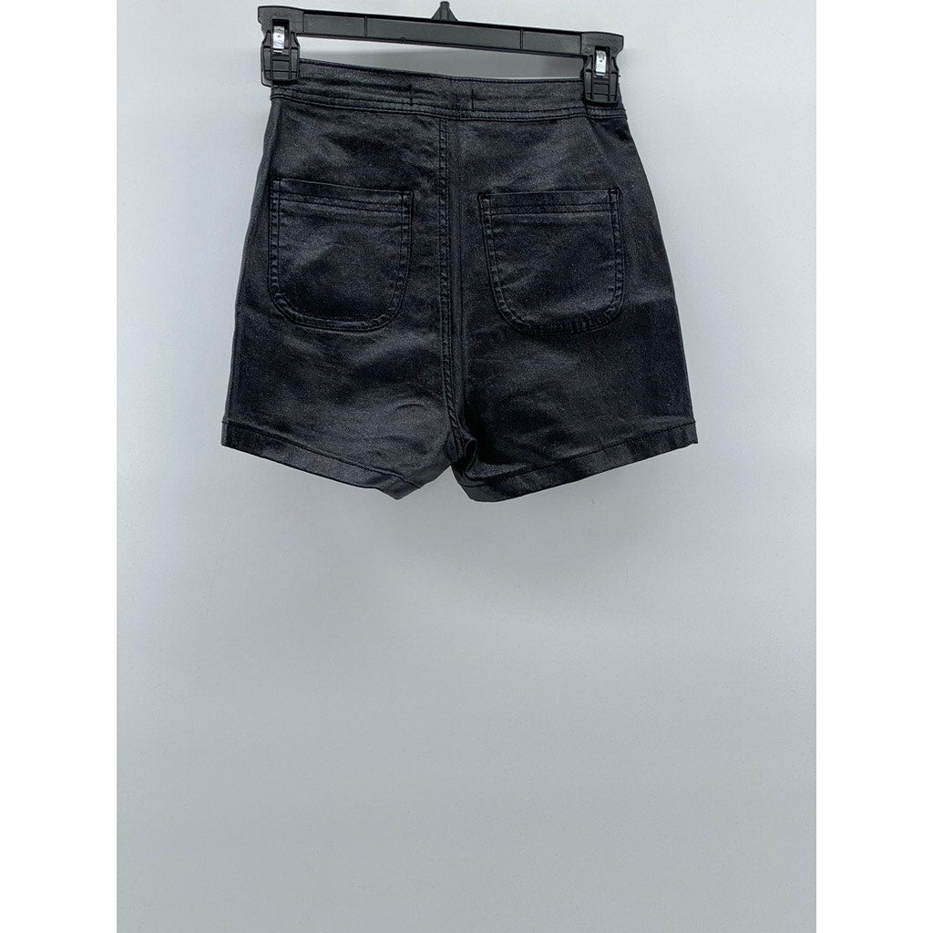 JC JQ JEANS Women's Black Shimmer High-Rise Shorts SZ S