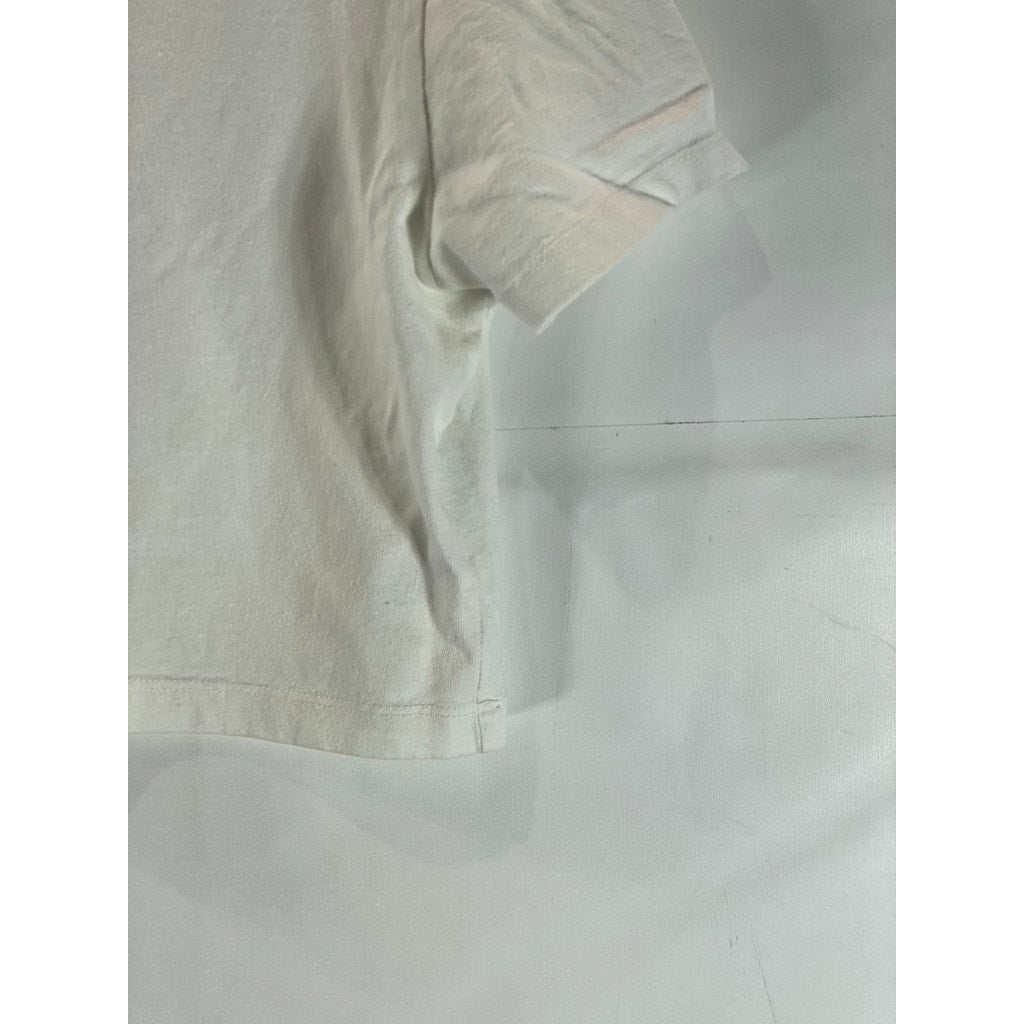 URBAN OUTFITTERS Women's White Crewneck Short Sleeve Best Friend Crop Top SZ S