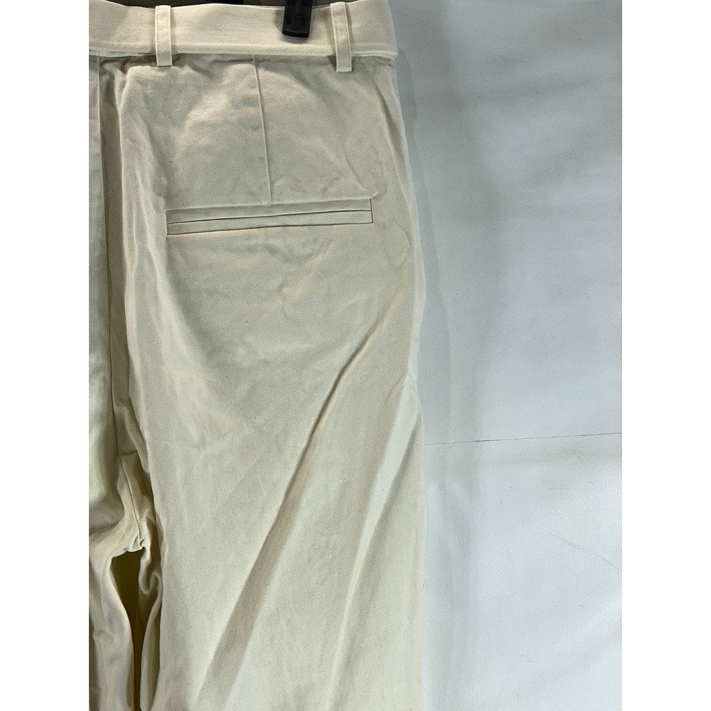 MAISON BLANCHE All Gender Coconut Milk Asymmetrical Straight Leg Trousers SZ 4