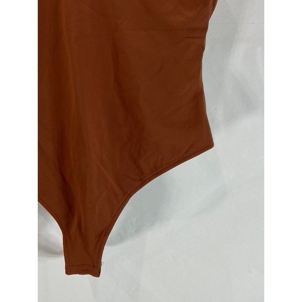 FREE PEOPLE Women's Cappuccino Scoopneck Clean Cut Seamless Bodysuit SZ S