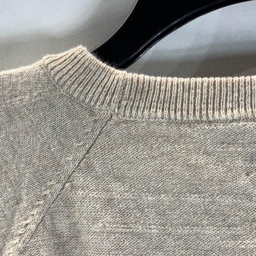 J. CREW Men's Beige Cotton Crewneck Raglan Long Sleeve Pullover Sweater SZ L