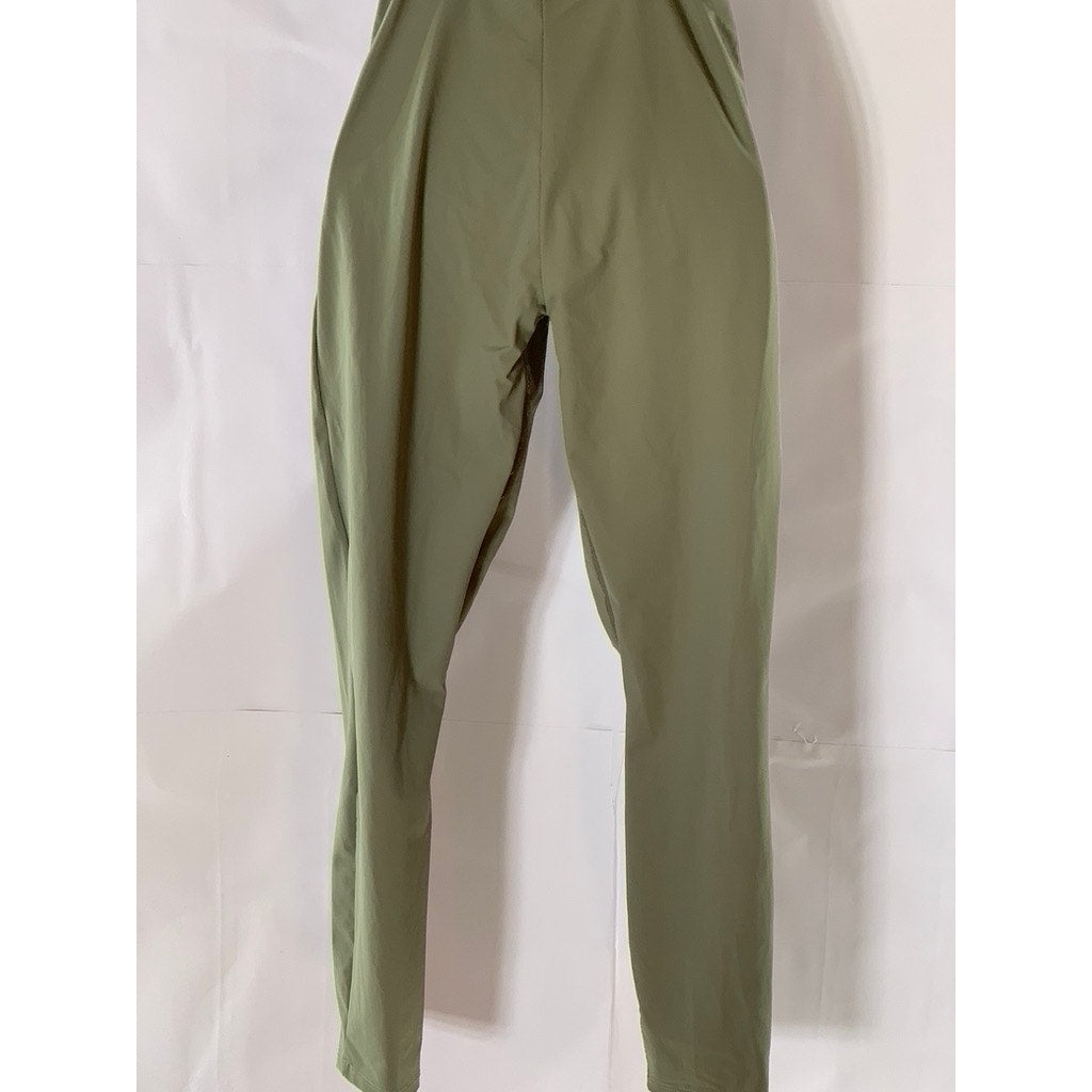 WEAR ONE'S AT Women's Green/Cream Color Block V-Neck Cross-Strap Jumpsuit SZ S