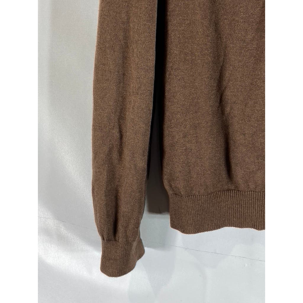 PAUL FREDRICK Men's Brown Mock-Neck Long Sleeve Pullover Sweater SZ M