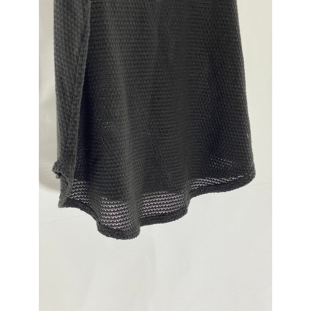 SILENCE + NOISE Women's Black Open Knit Mock-Neck Sleeveless Top SZ S