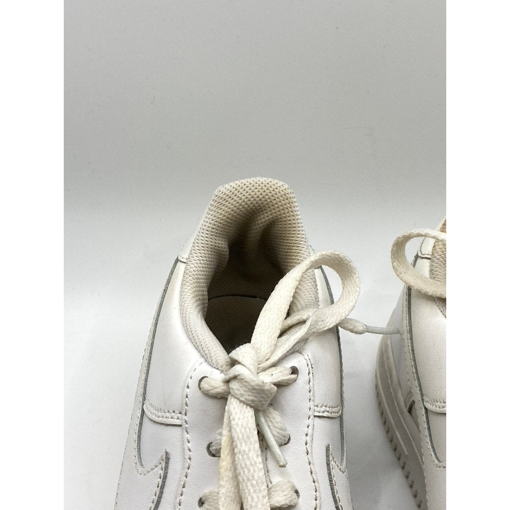 NIKE Kids White Air Force 1 LE Perforated Round-Toe Lace-Up Sneakers SZ 6Y