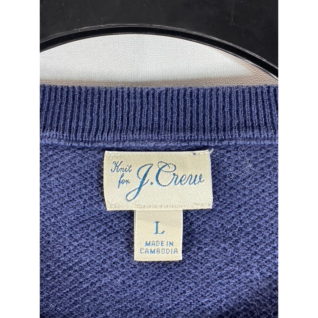 J.CREW Men's Navy Cotton Knit Crewneck Pullover Long Sleeve Sweater SZ L