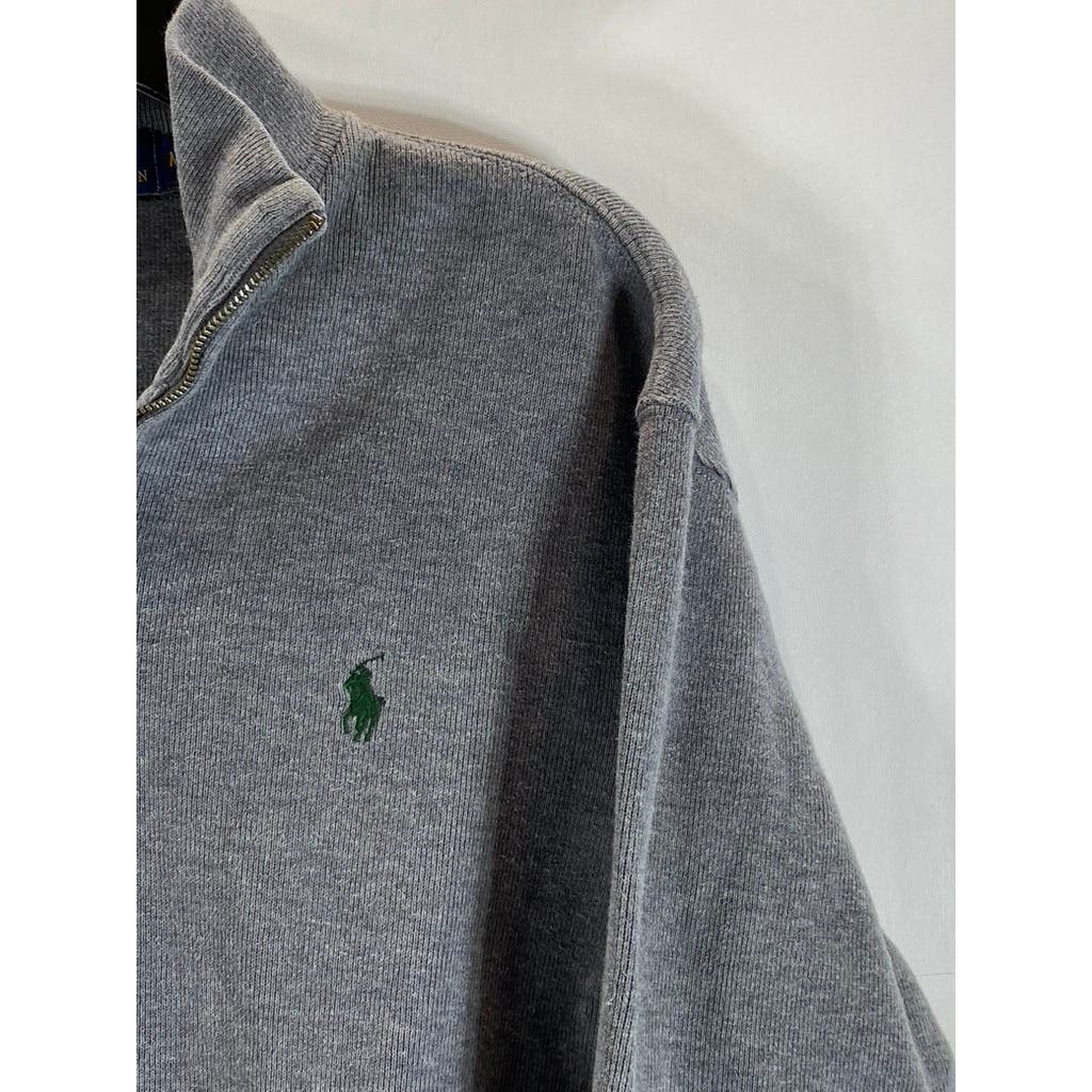 POLO RALPH LAUREN Men's Gray Classic Estate-Rib Quarter-Zip Pullover Sweater SZM