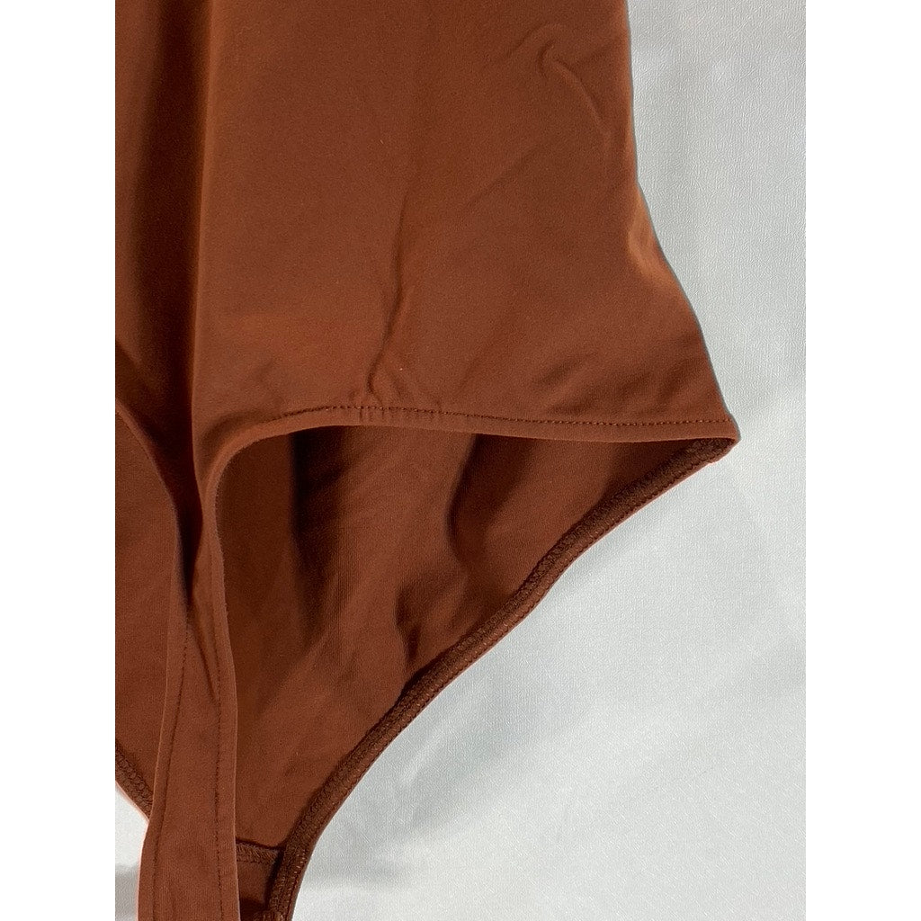 FREE PEOPLE Women's Cappuccino Scoopneck Clean Cut Seamless Bodysuit SZ S