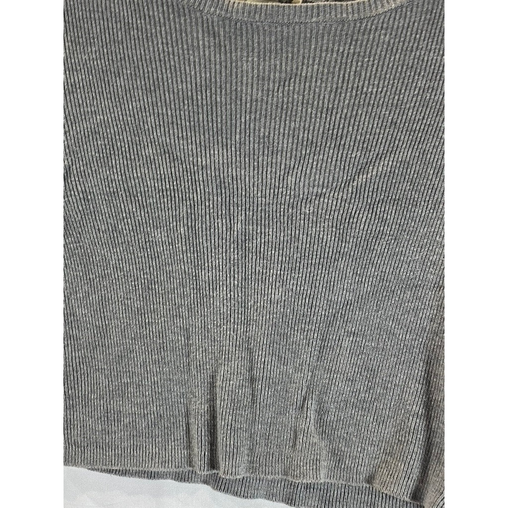 LA HEARTS Pacsun Women's Grey Ribbed Knit Crewneck Long Sleeve Crop Top SZ M