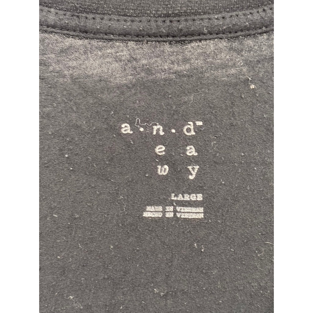 A NEW DAY Women's Black Solid V-Neck Short Sleeve Casual Top SZ L