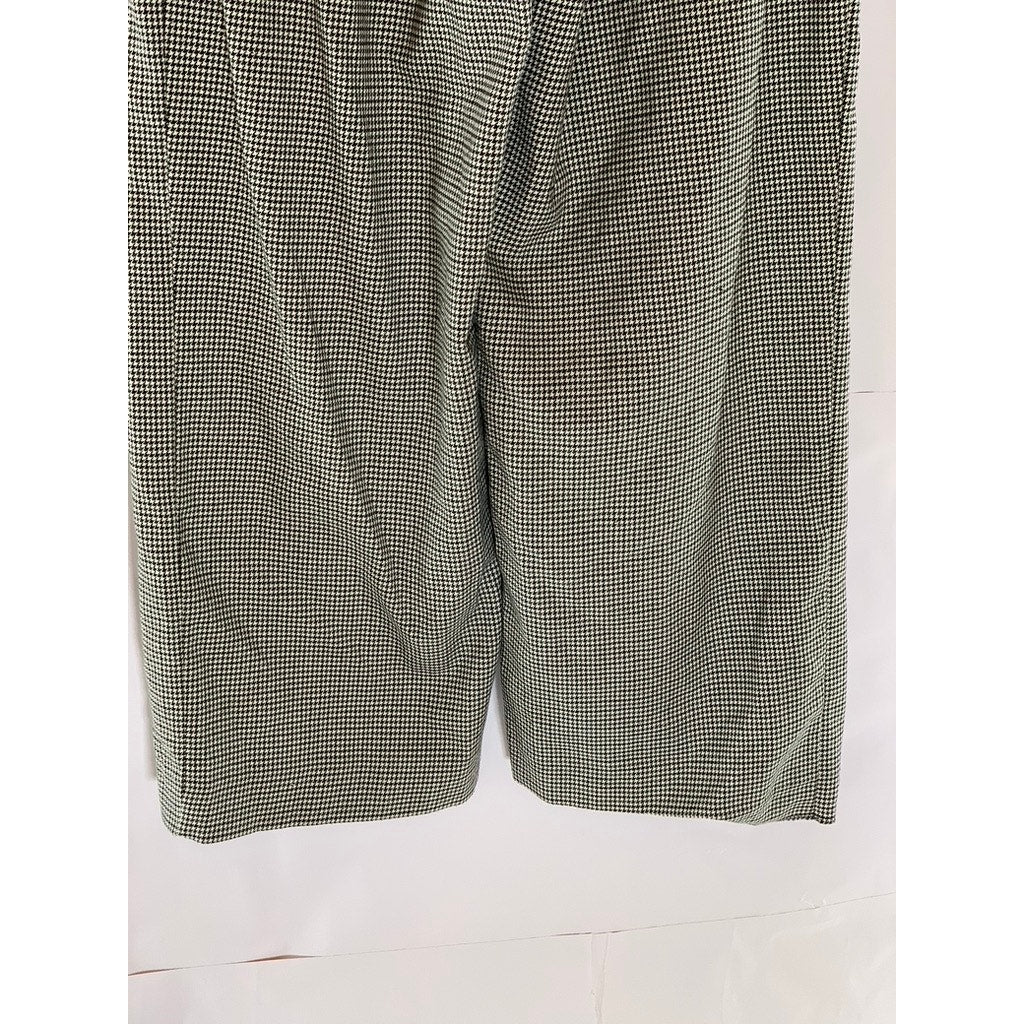 ZARA Trafaluc Women's Black/White Houndstooth Belted Straight-Leg Pant SZ XS