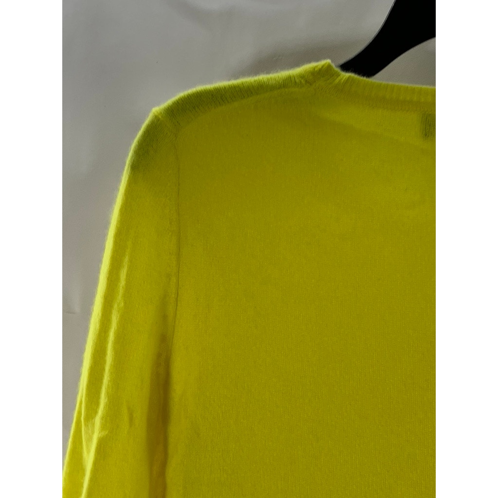 LORD & TAYLOR Women's Yellow Cashmere Crewneck Long Sleeve Pullover Sweater SZ S