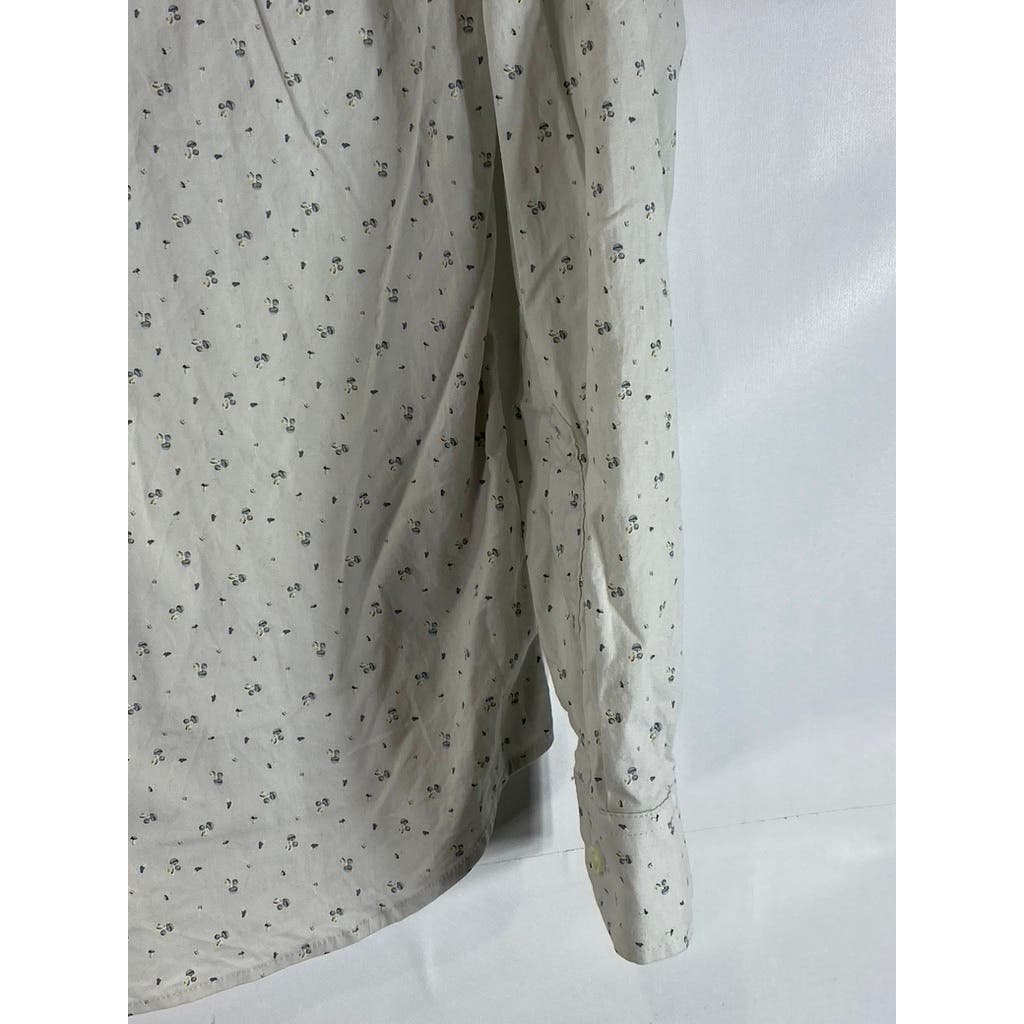 GOODFELLOW & CO Men's Silver Printed Every Wear Slim Button-Up Poplin Shirt SZ M