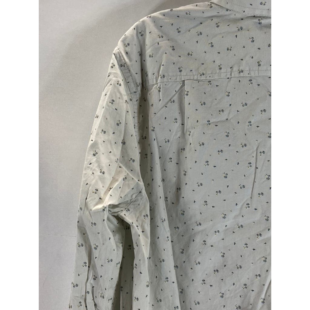 GOODFELLOW & CO Men's Silver Printed Every Wear Slim Button-Up Poplin Shirt SZ M