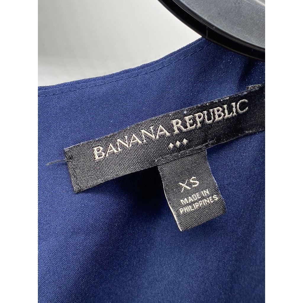 BANANA REPUBLIC Women's Maritime Blue Crewneck Sleeveless Button-Back Top SZ XS
