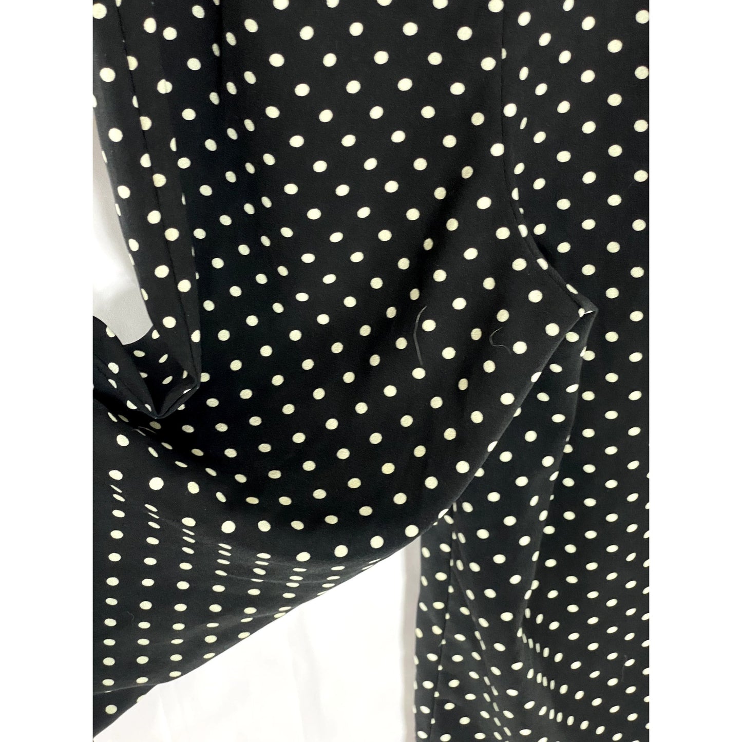 ZARA Women's Black-White Polka Dot V-Neck Long-Sleeve Cropped Jumpsuit SZ XS