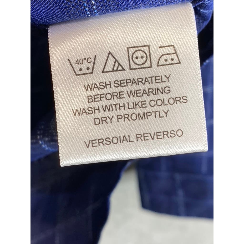 BEN SHERMAN Men's Navy Dobby Windowpane Stretch Skinny-Fit Dress Shirt SZ 16