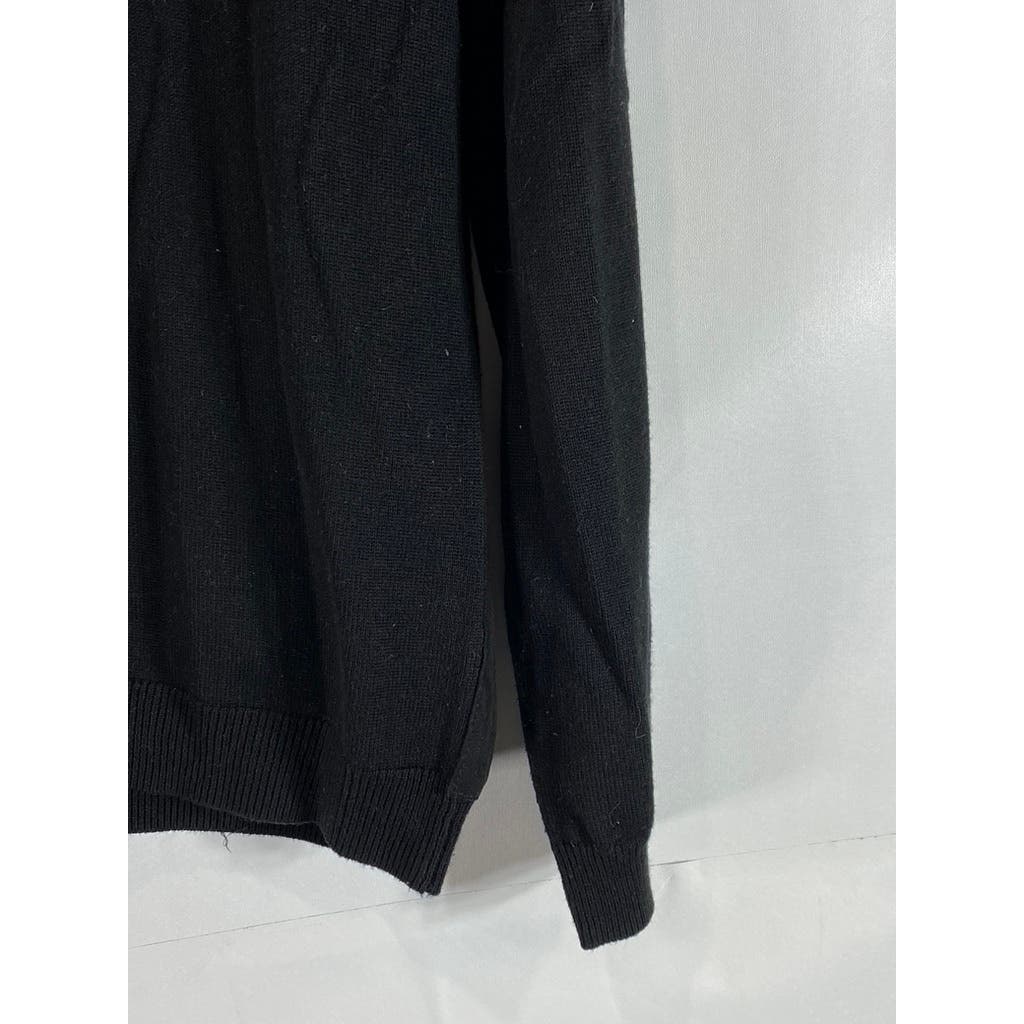ZARA MAN Men's Black Solid Knit Mock Collar Zip-Up Sweater SZ M