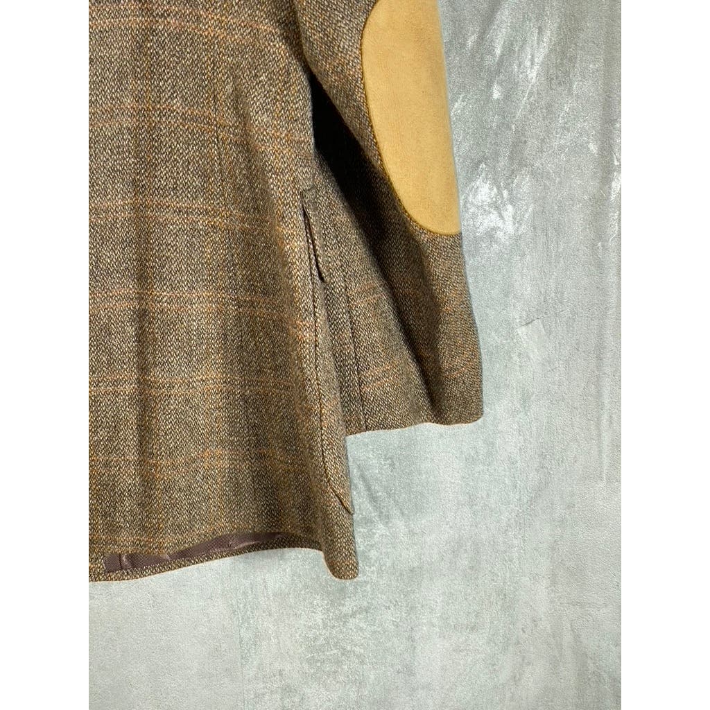 THE CLOTHIER Men's Short Tan Pure Wool Elbow-Patch Two-Button Blazer SZ 42S