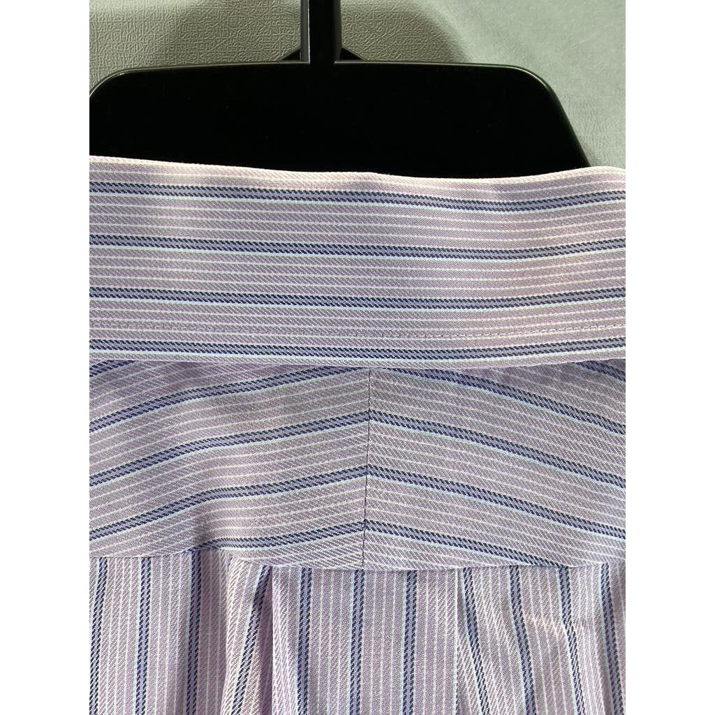 BROOKS BROTHERS 346 Men's Purple Striped Slim-Fit Button-Up Dress Shirt SZ 18