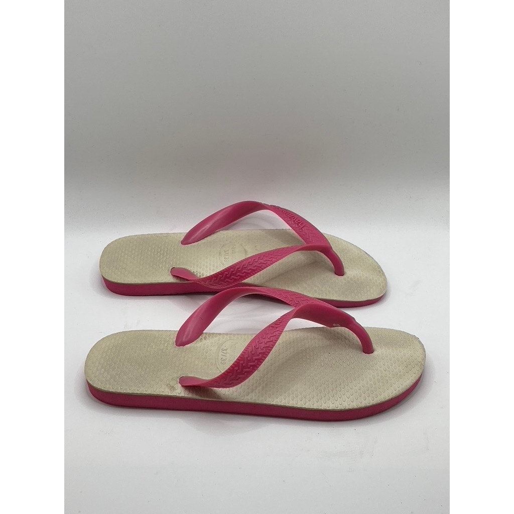 HAVAIANAS Women's Pink-Beige Round-Toe Lightweight Thong Flip-Flops SZ 6