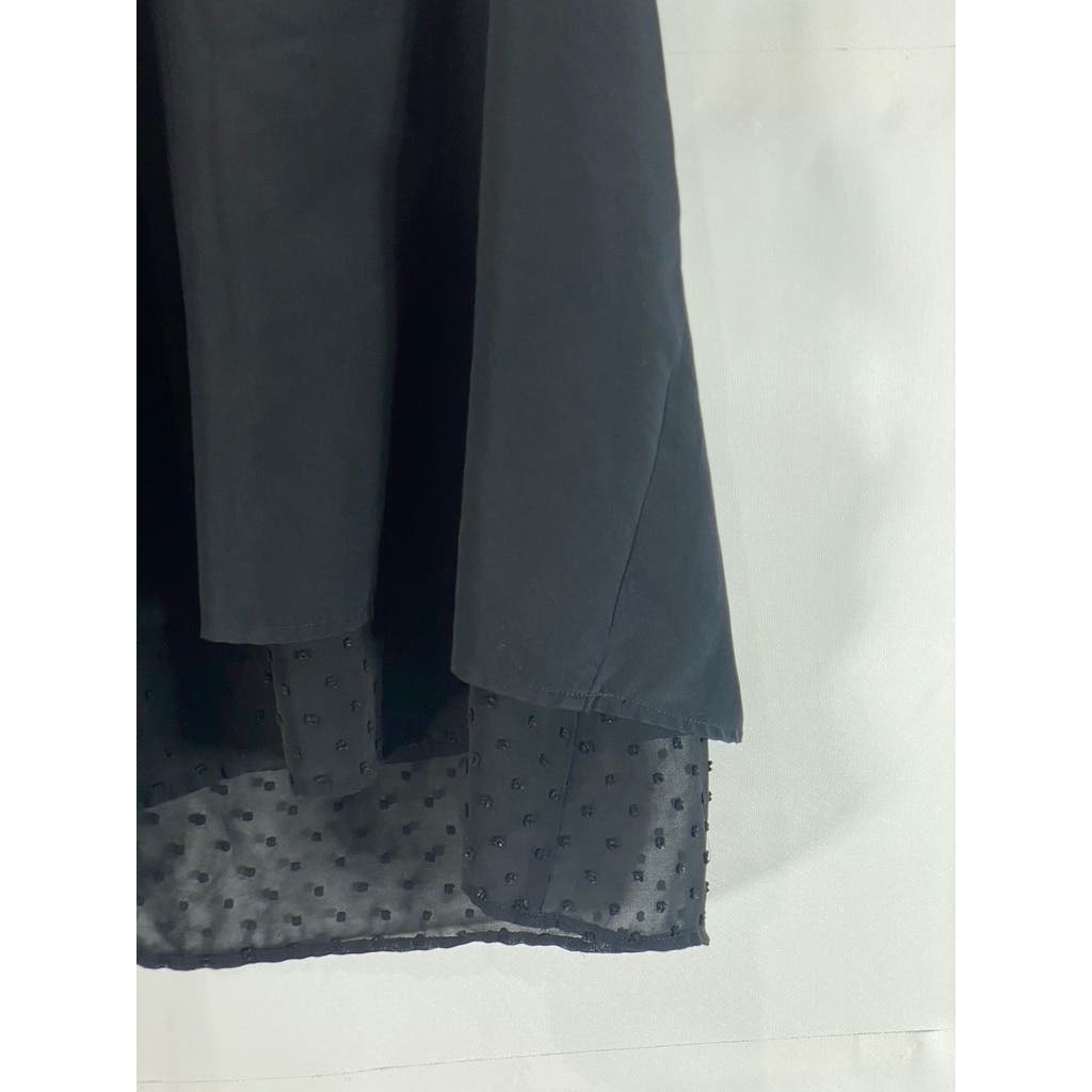 BAR III Women's Black V-Neck Embroidered Dot Cross Back Cami Top SZ S