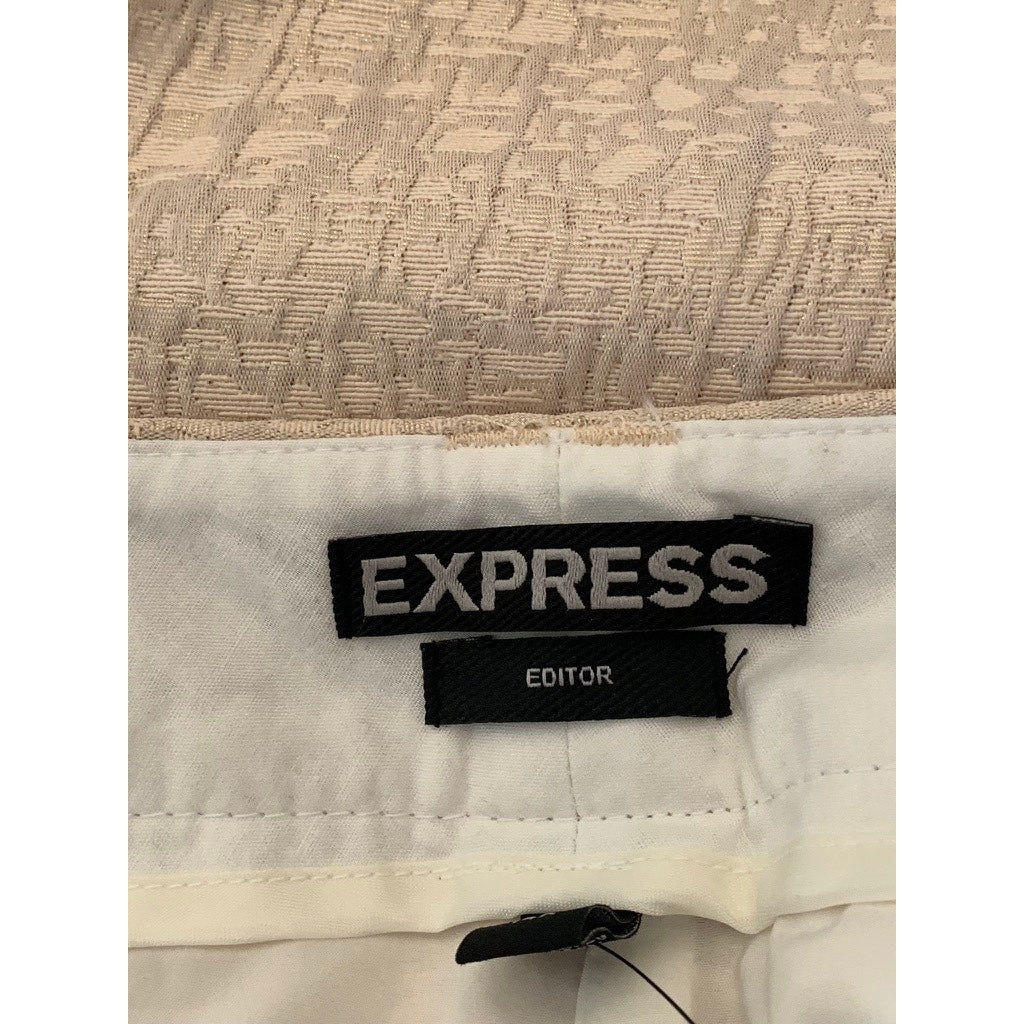 EXPRESS Women's Gold Metallic Editor Low-Rise Straight Ankle Pants SZ 14R