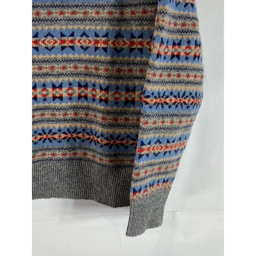 J.CREW Men's Grey Multi Crewneck Lambswool Pullover Sweater SZ M